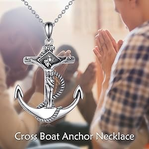 Amazon.com: HOPEEZZ S925 Sterling Silver Men's Catholic Anchor